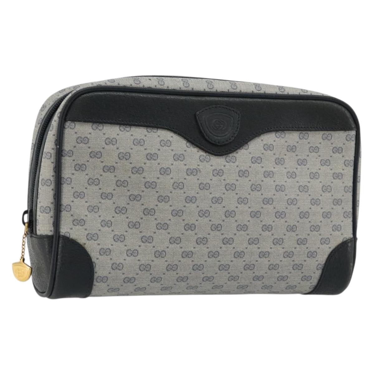 GUCCI Micro GG Supreme Clutch Bag PVC Navy Gold 014 89 0094 Auth ka4286