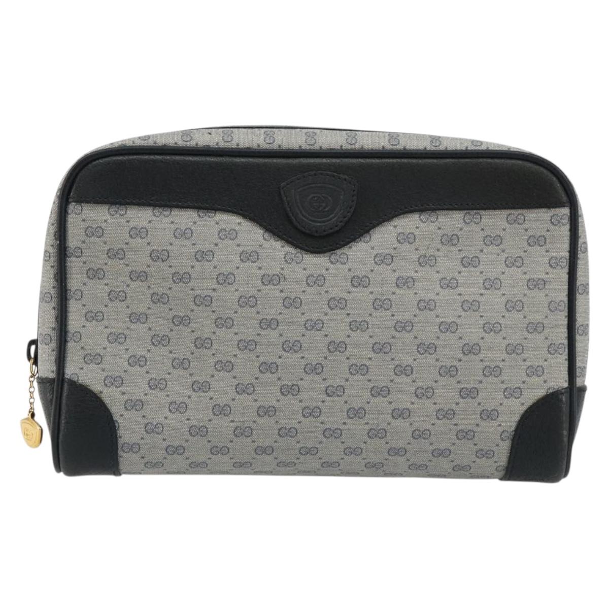 GUCCI Micro GG Supreme Clutch Bag PVC Navy Gold 014 89 0094 Auth ka4286
