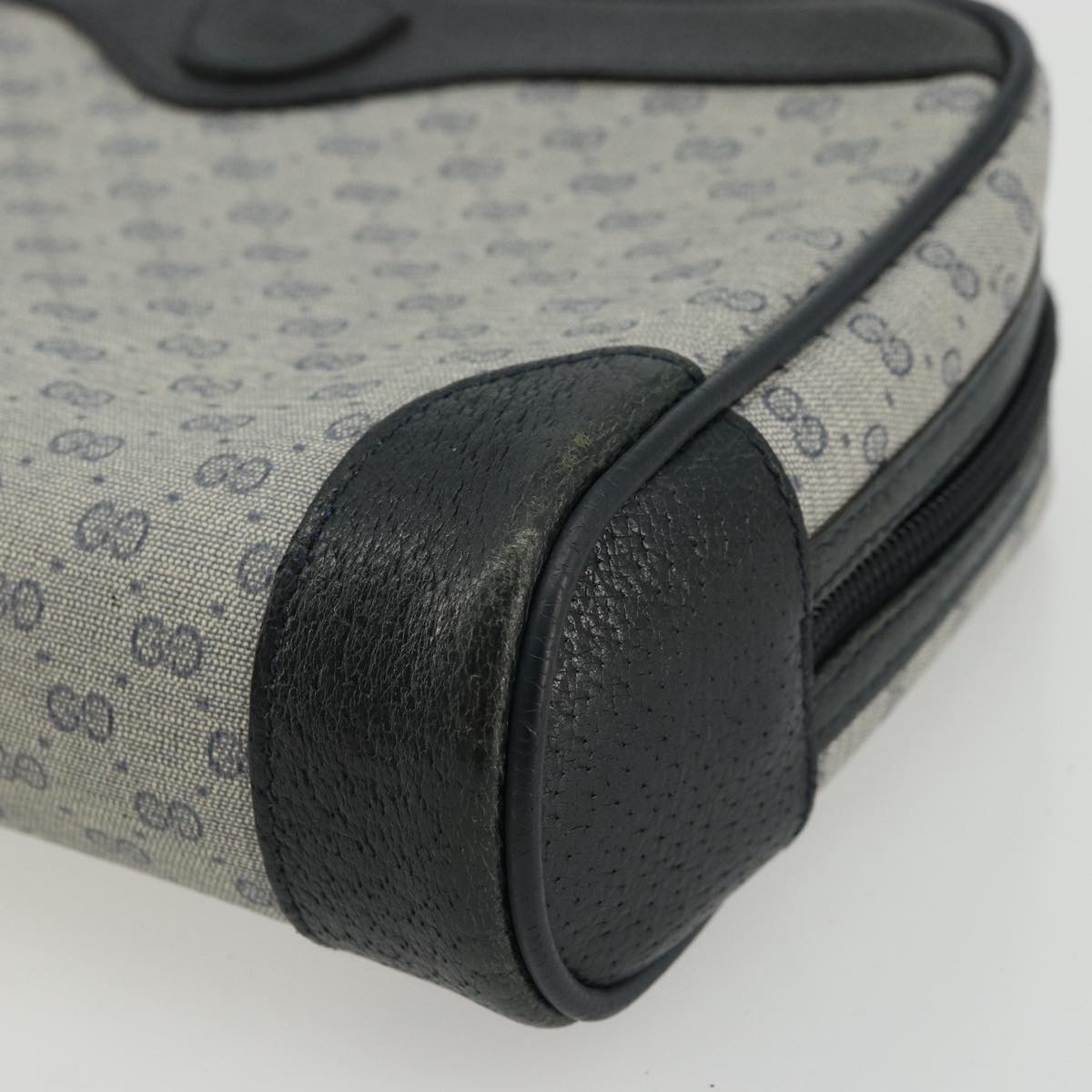 GUCCI Micro GG Supreme Clutch Bag PVC Navy Gold 014 89 0094 Auth ka4286