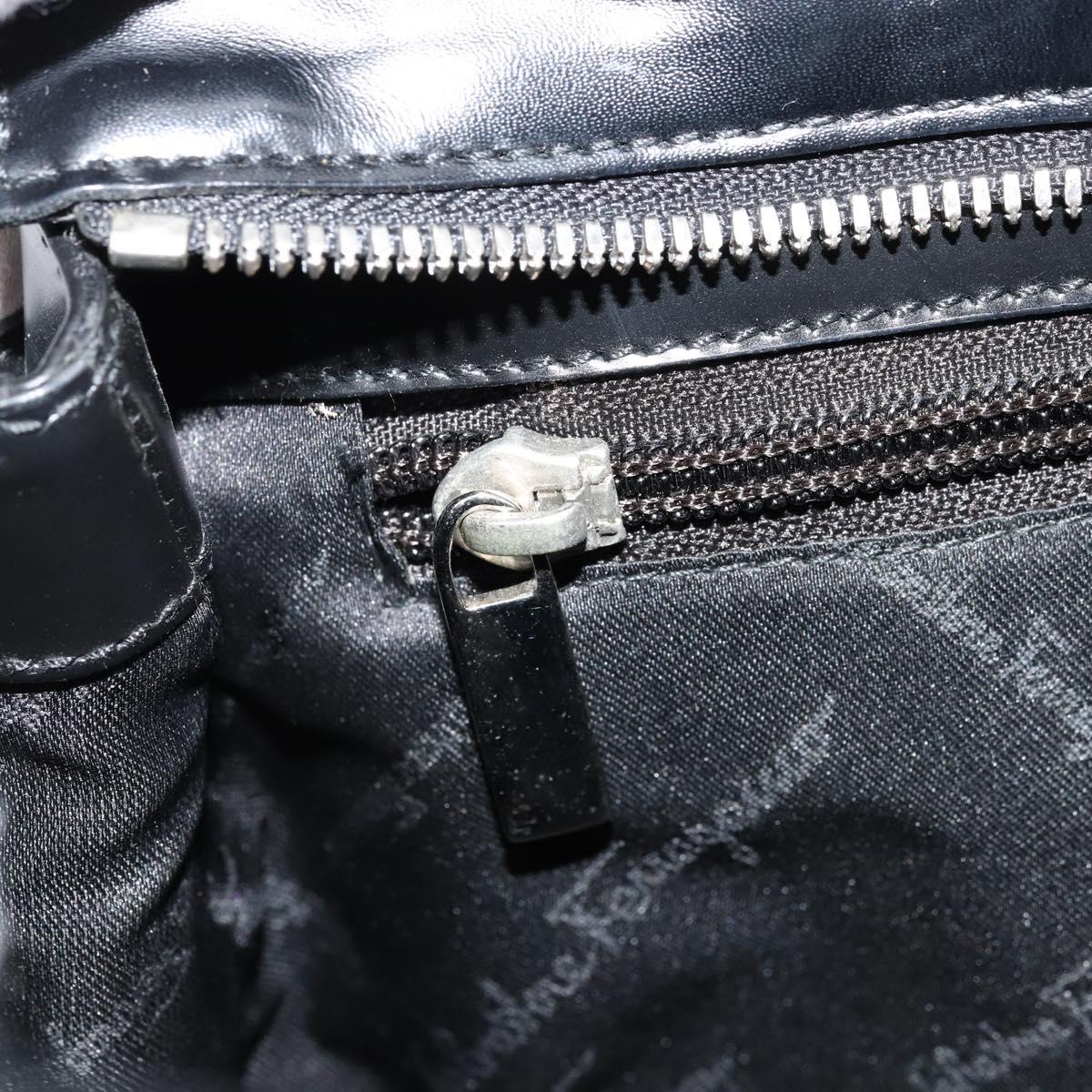 Salvatore Ferragamo Gancini Hand Bag Leather 2way Black Silver Auth ka4288