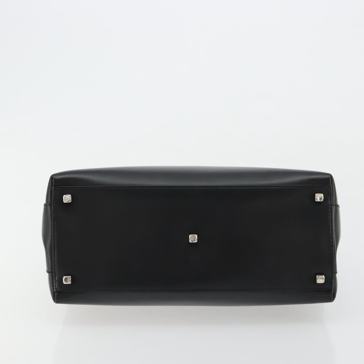 Salvatore Ferragamo Gancini Hand Bag Leather 2way Black Silver Auth ka4288