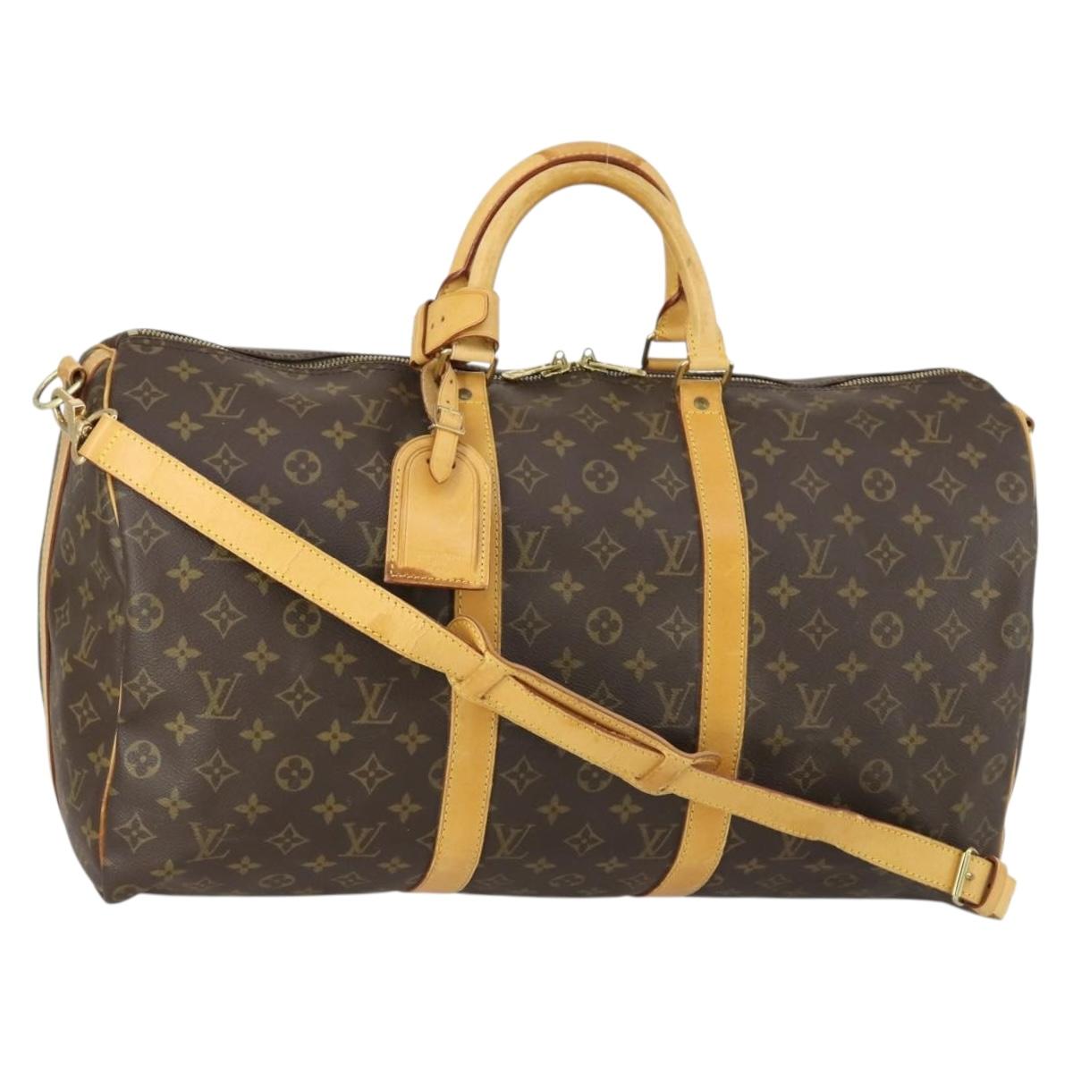 LOUIS VUITTON Monogram Keepall Bandouliere 50 Boston Bag M41416 LV Auth ka429