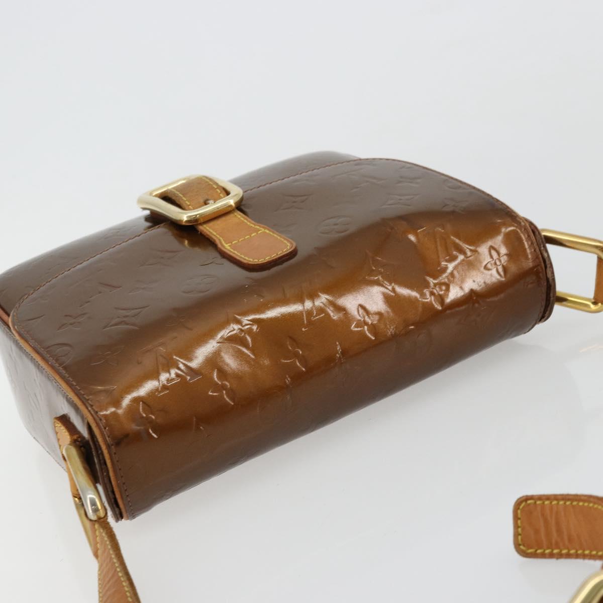 LOUIS VUITTON Monogram Vernis Christie GM Shoulder Bag Bronze M91107 Auth ka4295