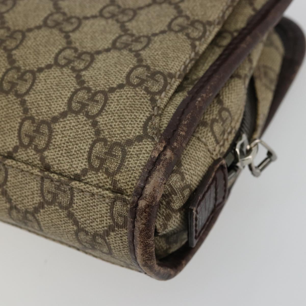 GUCCI GG Supreme Hand Bag PVC Beige Silver 108844 Auth ka4299