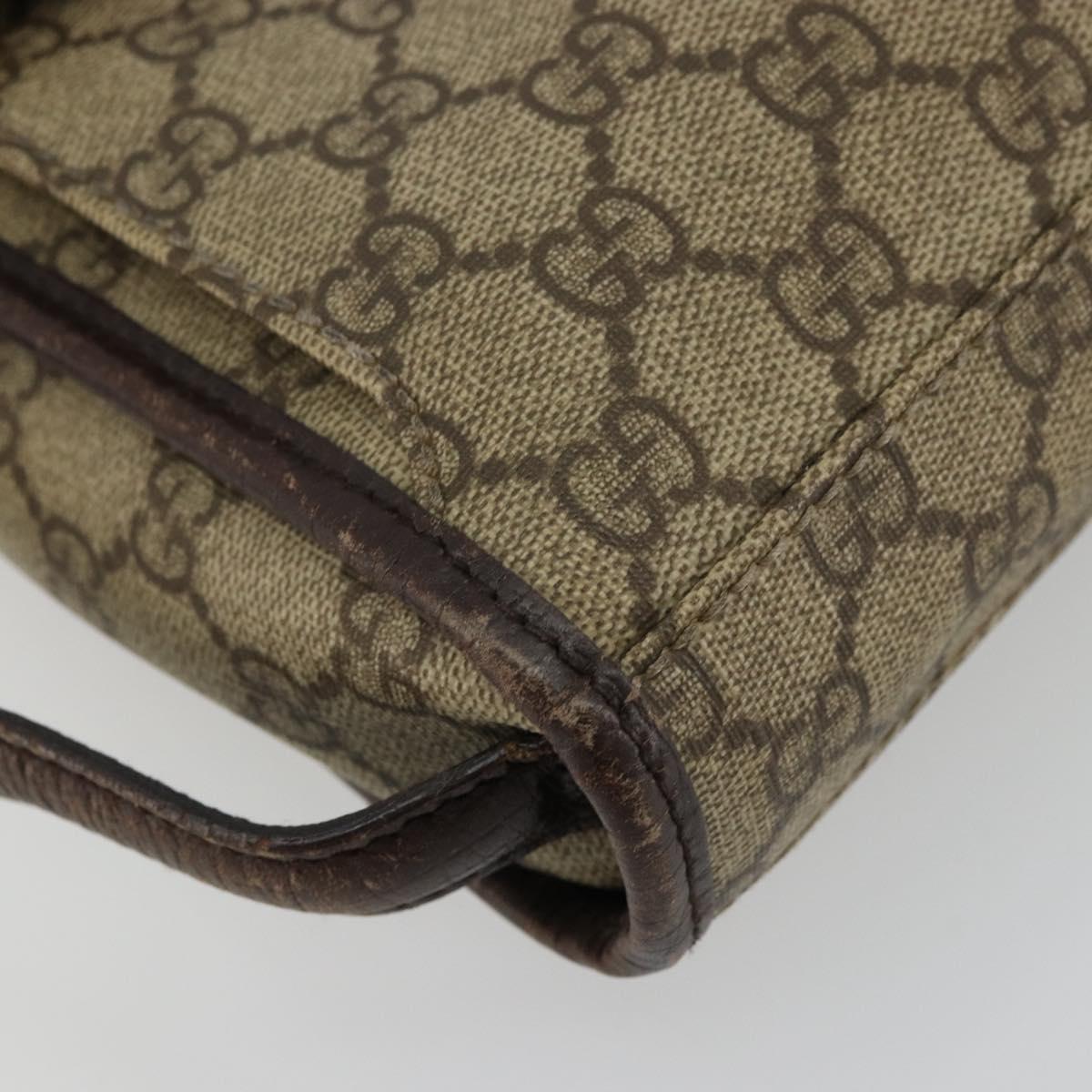 GUCCI GG Supreme Hand Bag PVC Beige Silver 108844 Auth ka4299