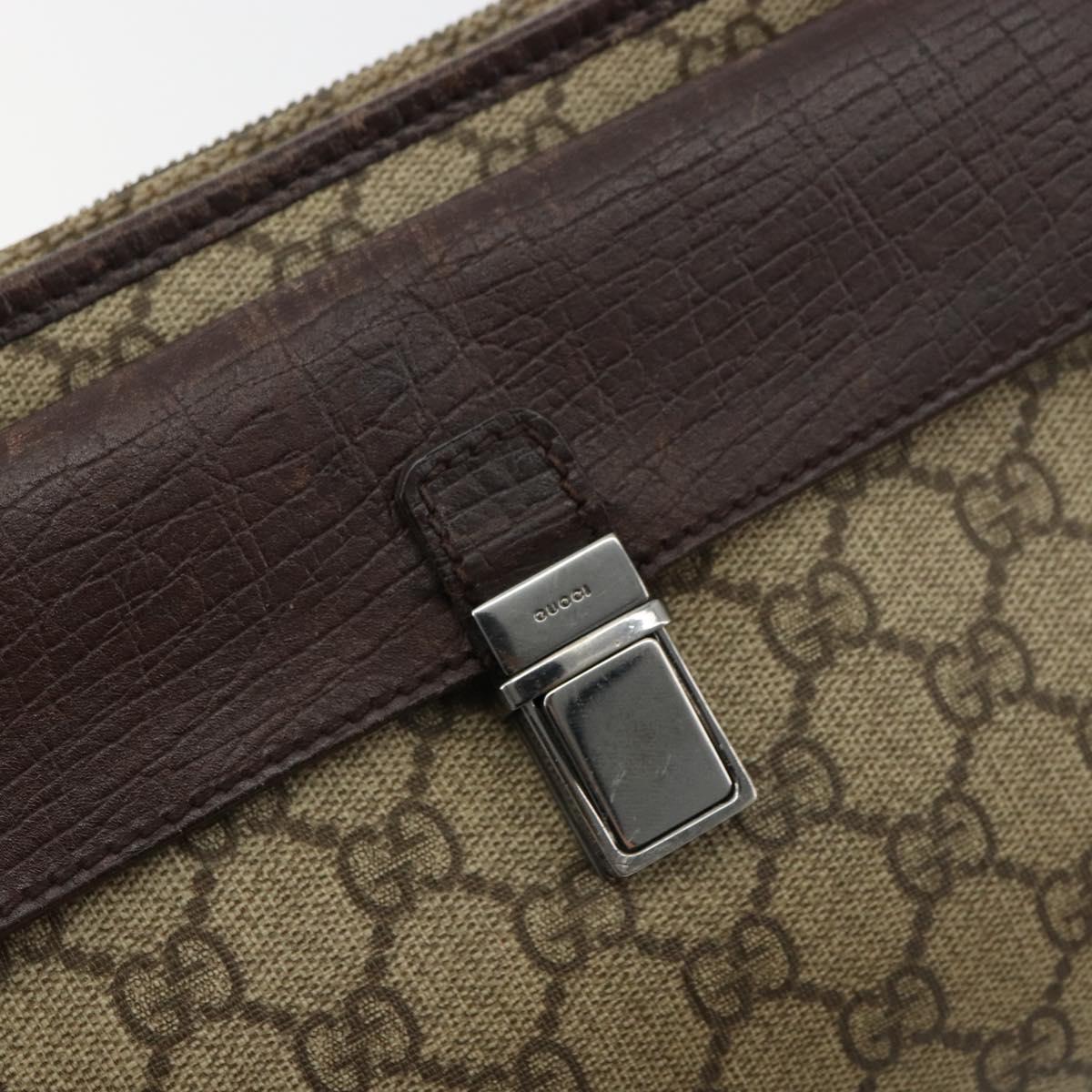 GUCCI GG Supreme Hand Bag PVC Beige Silver 108844 Auth ka4299
