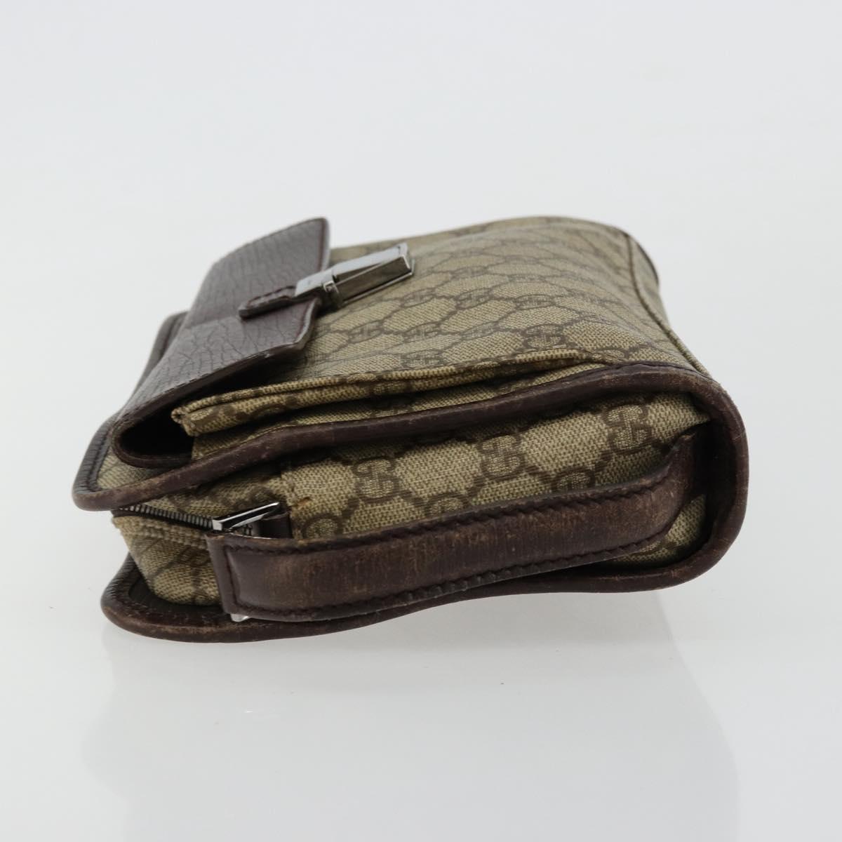 GUCCI GG Supreme Hand Bag PVC Beige Silver 108844 Auth ka4299