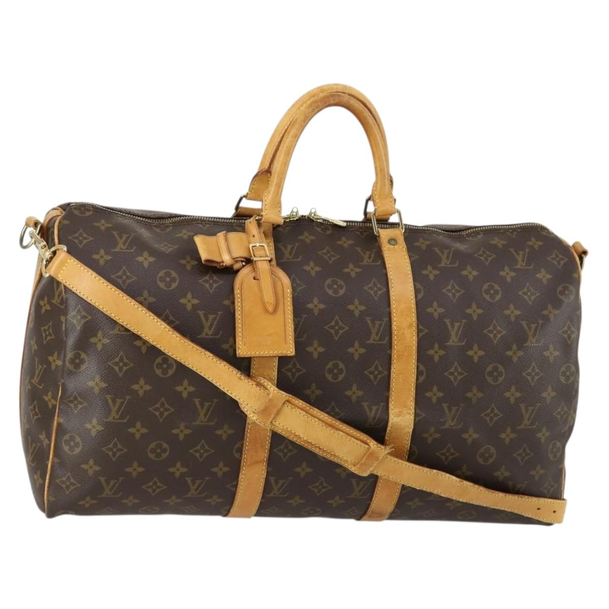 LOUIS VUITTON Monogram Keepall Bandouliere 50 Boston Bag M41416 LV Auth ka430