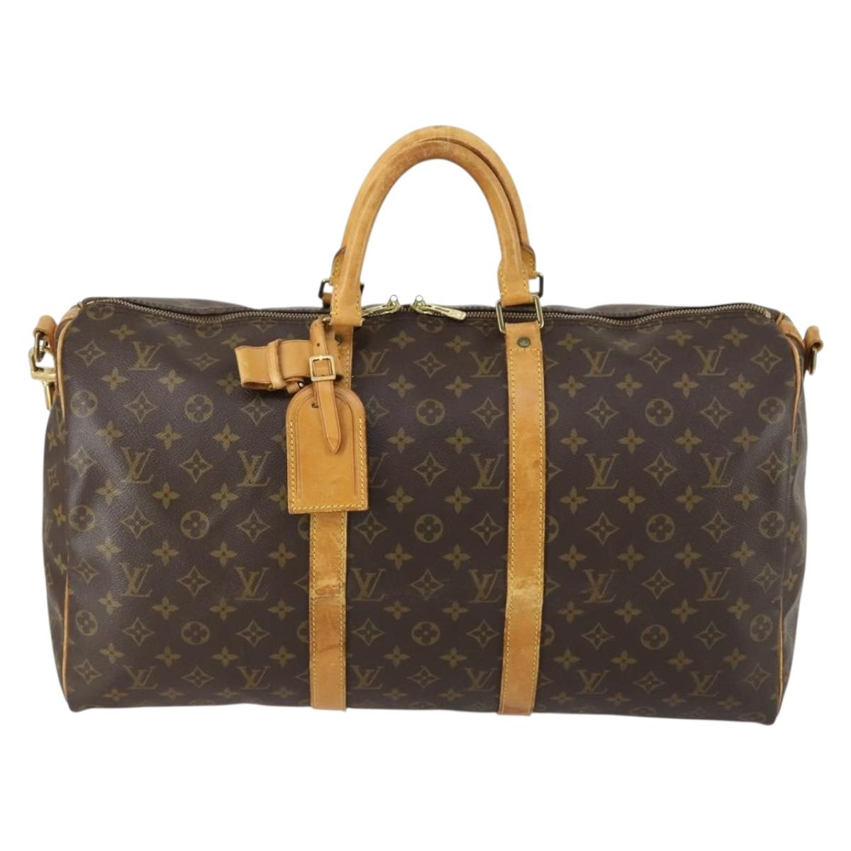 LOUIS VUITTON Monogram Keepall Bandouliere 50 Boston Bag M41416 LV Auth ka430
