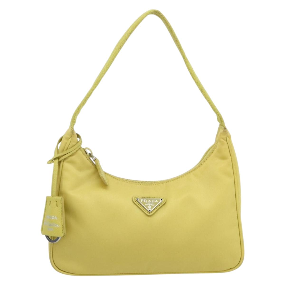 PRADA Hand Bag Nylon Yellow Yellow Auth ka4300A
