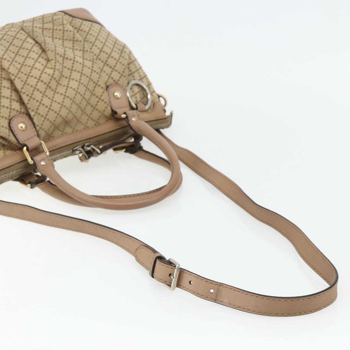 GUCCI Diamante Hand Bag Canvas 2way Beige Gold 247902 Auth ka4301