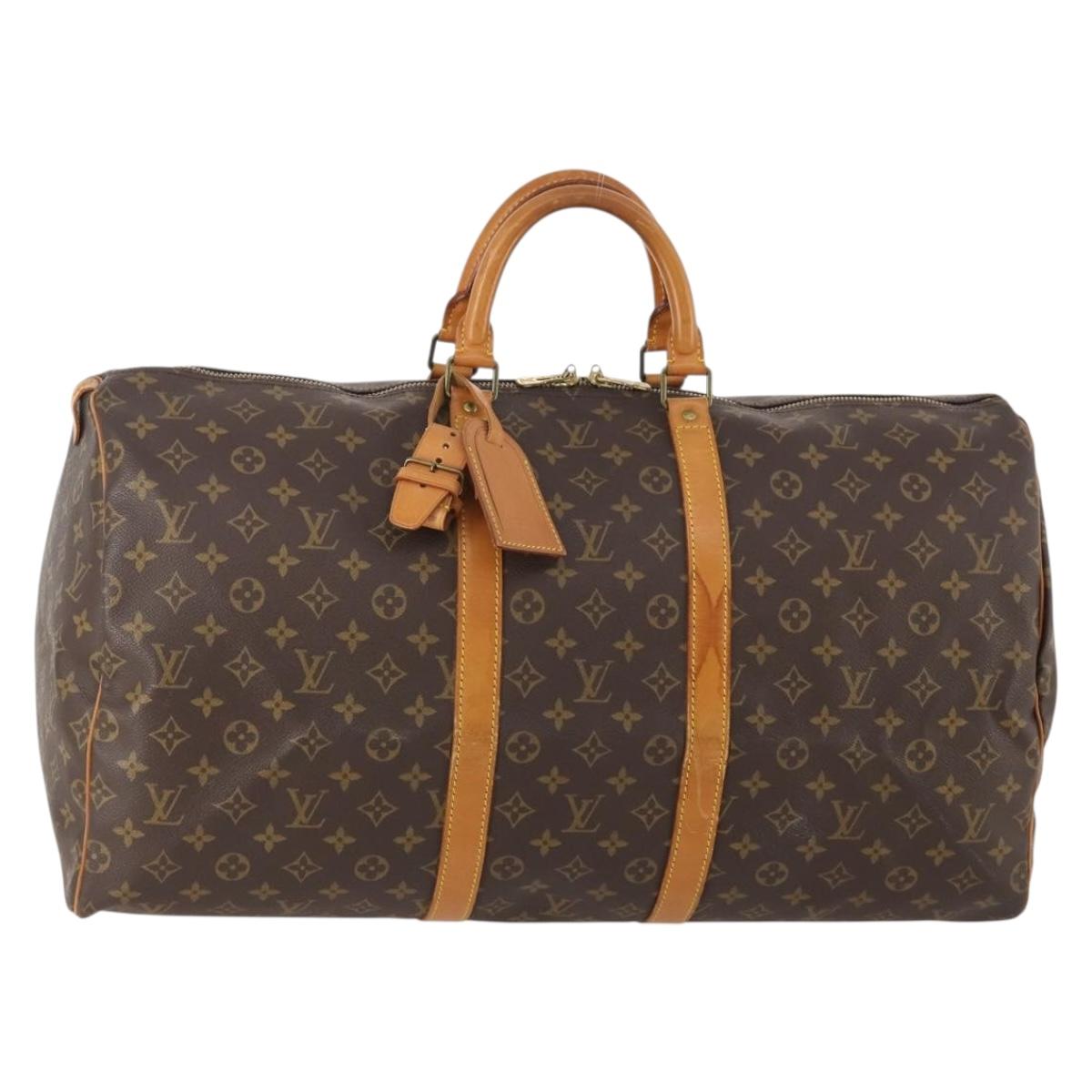 LOUIS VUITTON Monogram Keepall 55 Boston Bag M41424 LV Auth ka4321