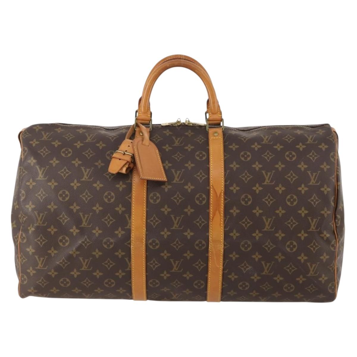 LOUIS VUITTON Monogram Keepall 55 Boston Bag M41424 LV Auth ka4321