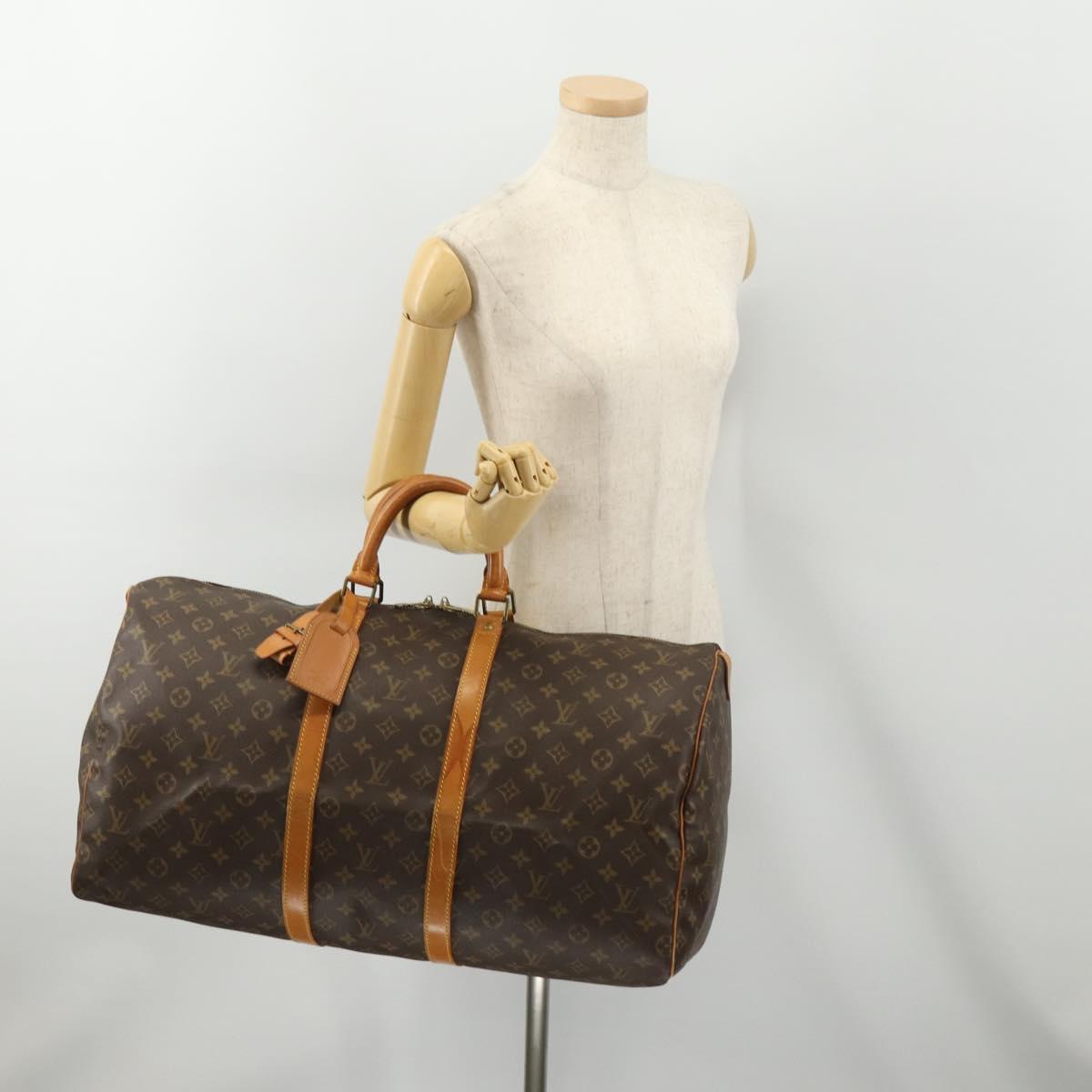 LOUIS VUITTON Monogram Keepall 55 Boston Bag M41424 LV Auth ka4321