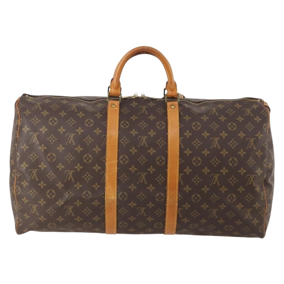 LOUIS VUITTON Monogram Keepall 55 Boston Bag M41424 LV Auth ka4321