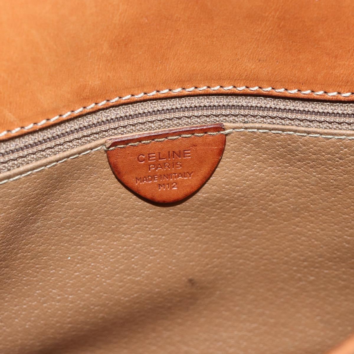 CELINE Macadam Canvas Shoulder Bag PVC Leather Brown Gold Auth ka4327
