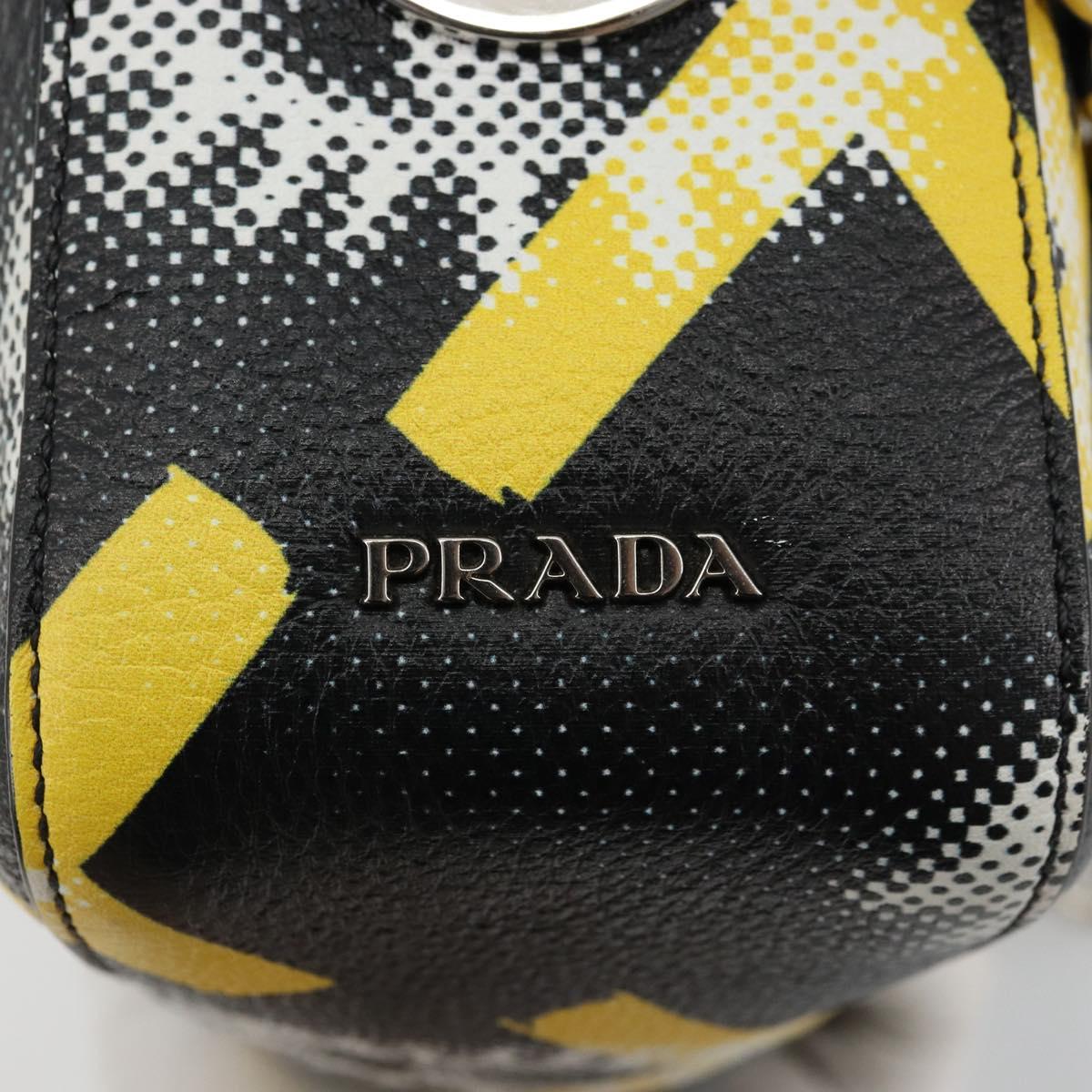 PRADA Chain Shoulder Bag Leather Black Yellow Auth ka4328M