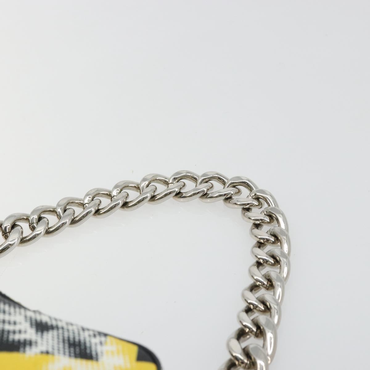 PRADA Chain Shoulder Bag Leather Black Yellow Auth ka4328M