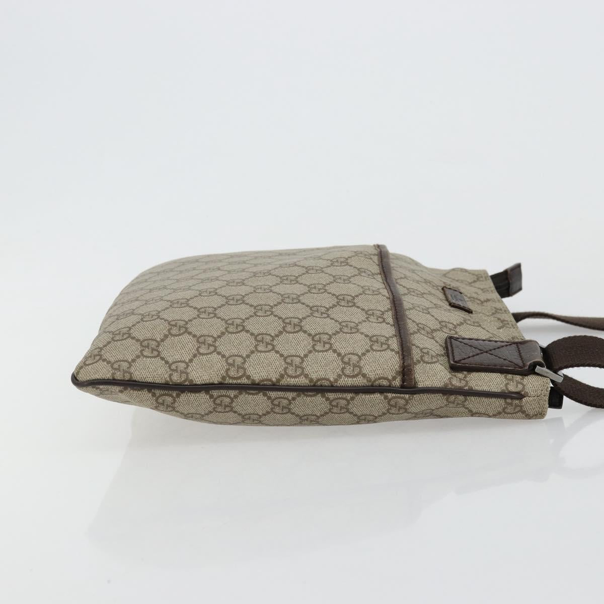 GUCCI GG Supreme Shoulder Bag PVC Beige Silver 141626 Auth ka4329
