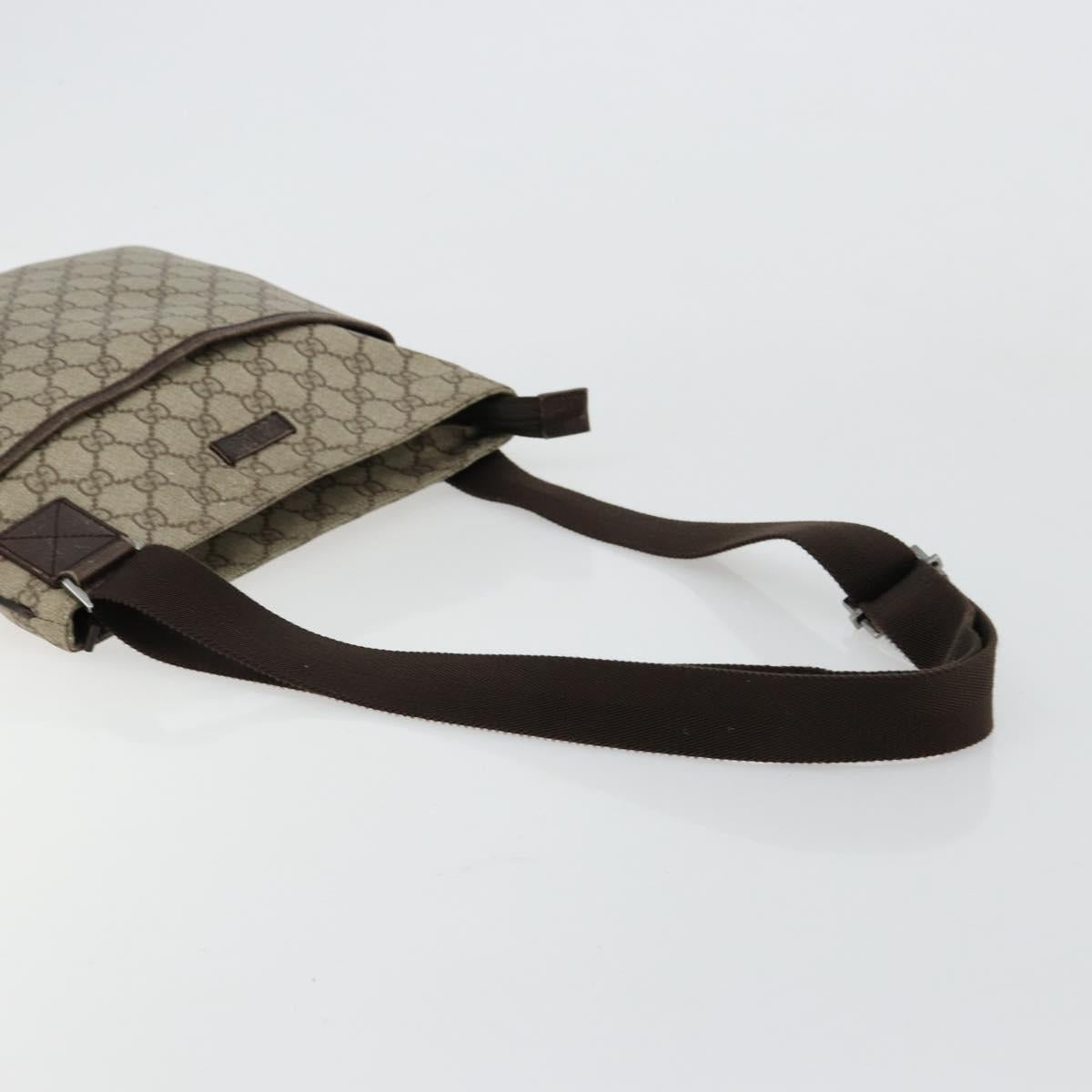 GUCCI GG Supreme Shoulder Bag PVC Beige Silver 141626 Auth ka4329
