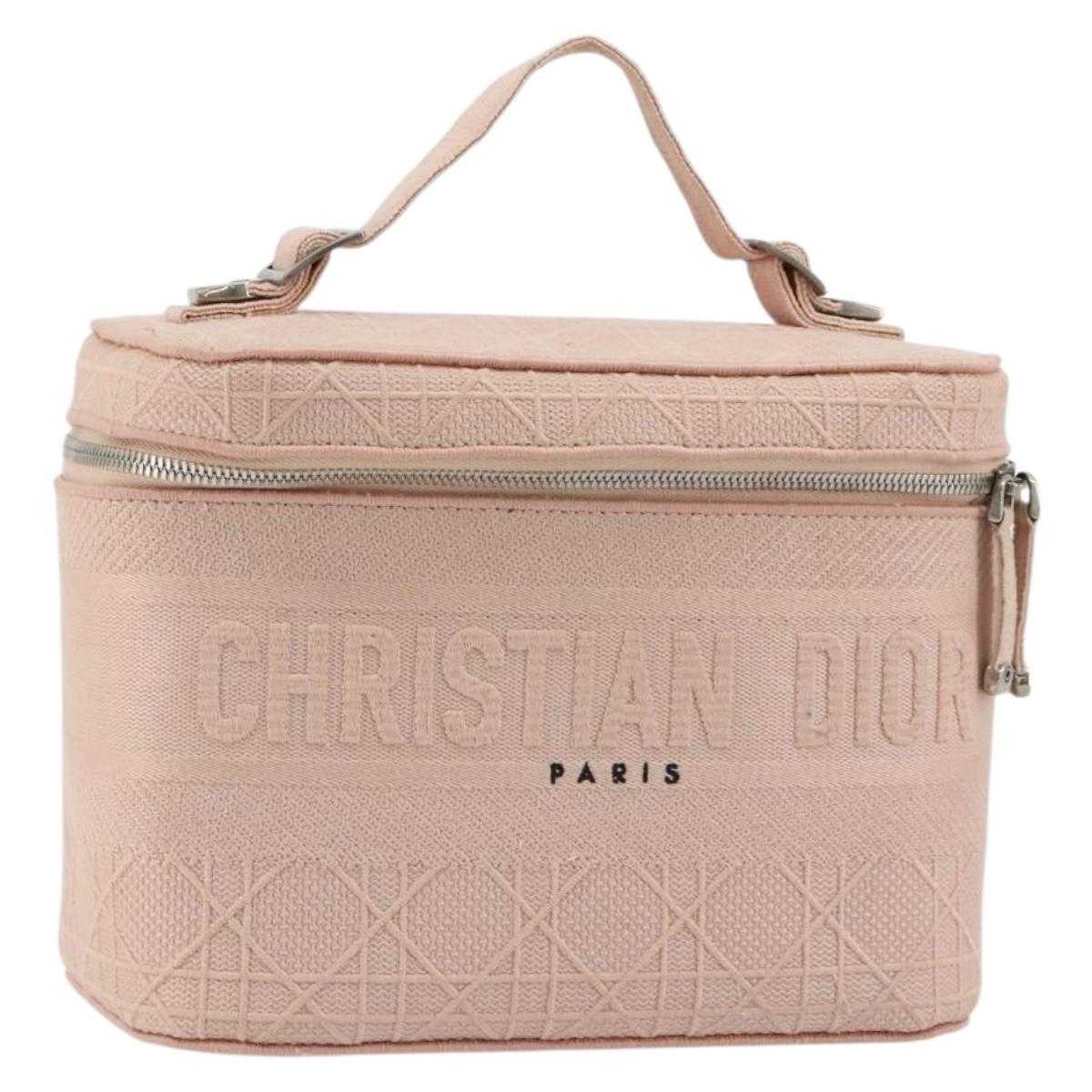 Christian Dior Vanity Hand Bag Canvas Pink Silver Auth ka4333A