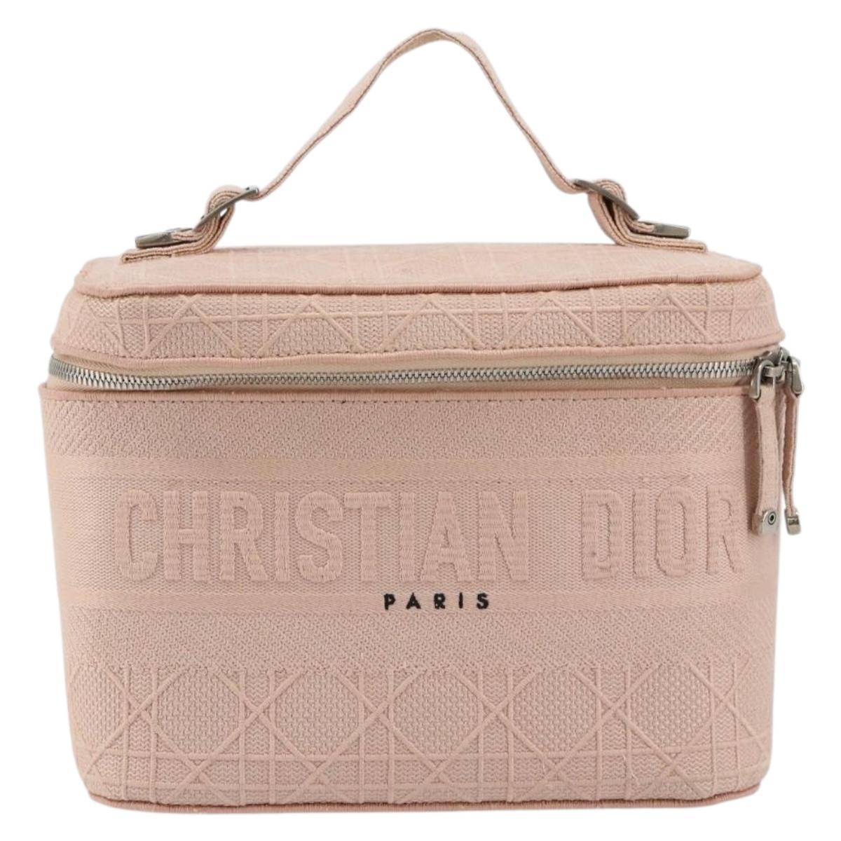 Christian Dior Vanity Hand Bag Canvas Pink Silver Auth ka4333A