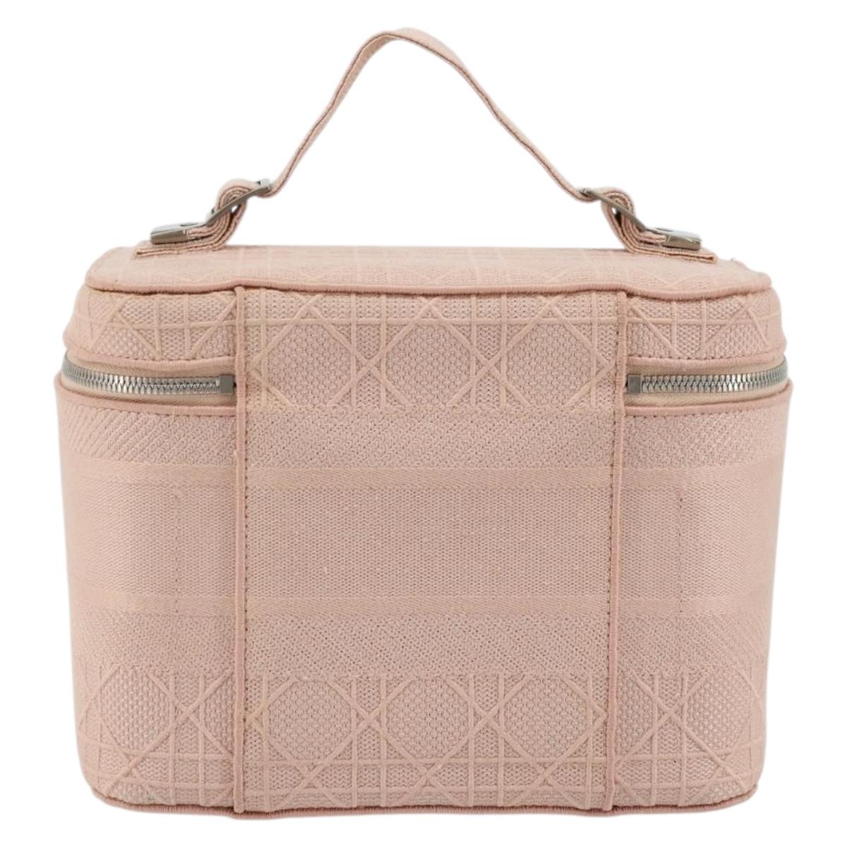 Christian Dior Vanity Hand Bag Canvas Pink Silver Auth ka4333A