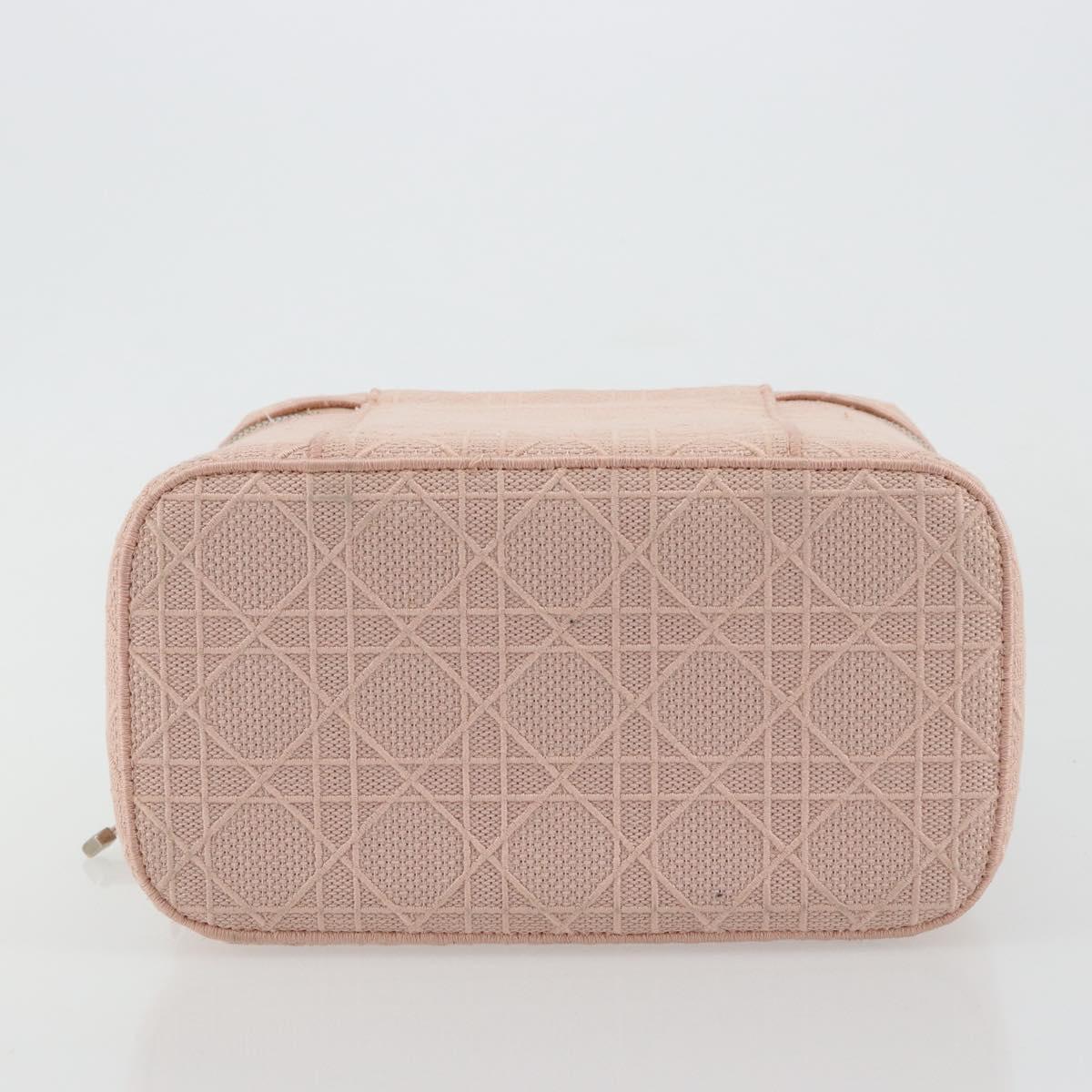 Christian Dior Vanity Hand Bag Canvas Pink Silver Auth ka4333A