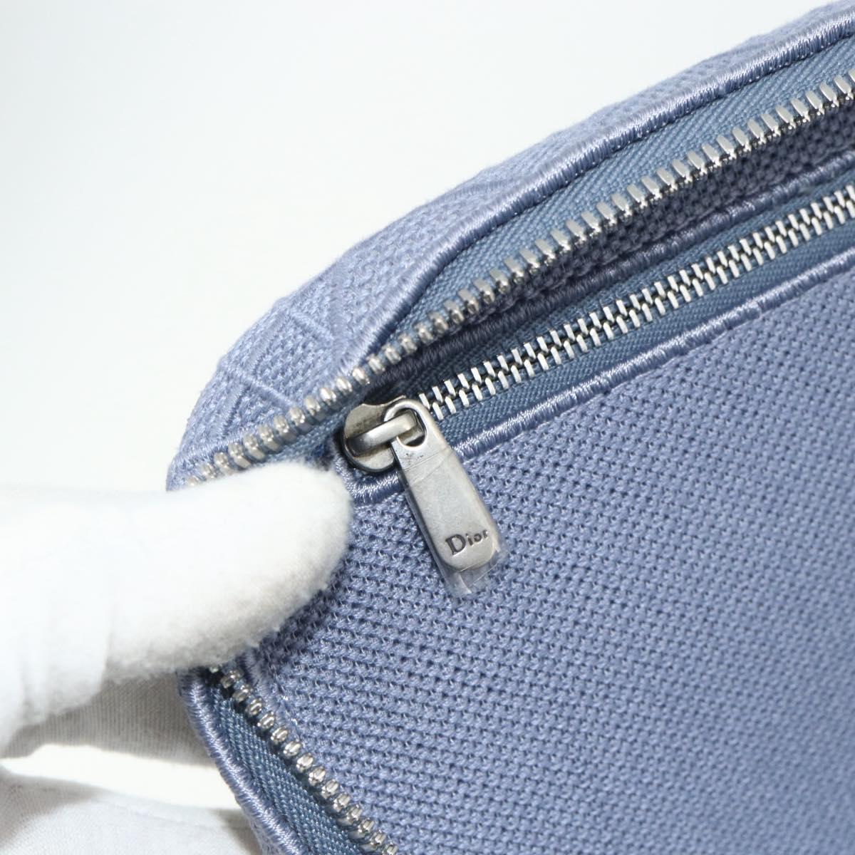 Christian Dior Vanity Hand Bag Canvas Blue Silver Auth ka4334A