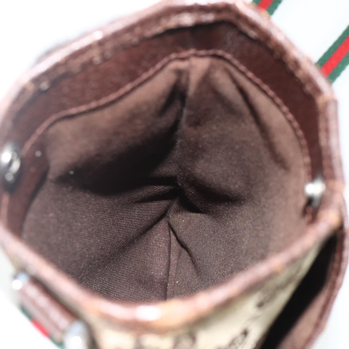 GUCCI GG Canvas Web Sherry Line Shoulder Bag Beige Red Green 141863 Auth ka4335