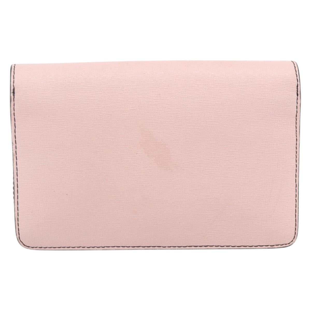FENDI Chain Wallet Monster Shoulder Bag Leather Pink Silver Auth ka4337A