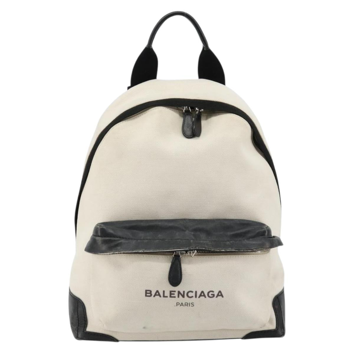 BALENCIAGA Backpack Canvas Black Silver white 409010 Auth ka4340