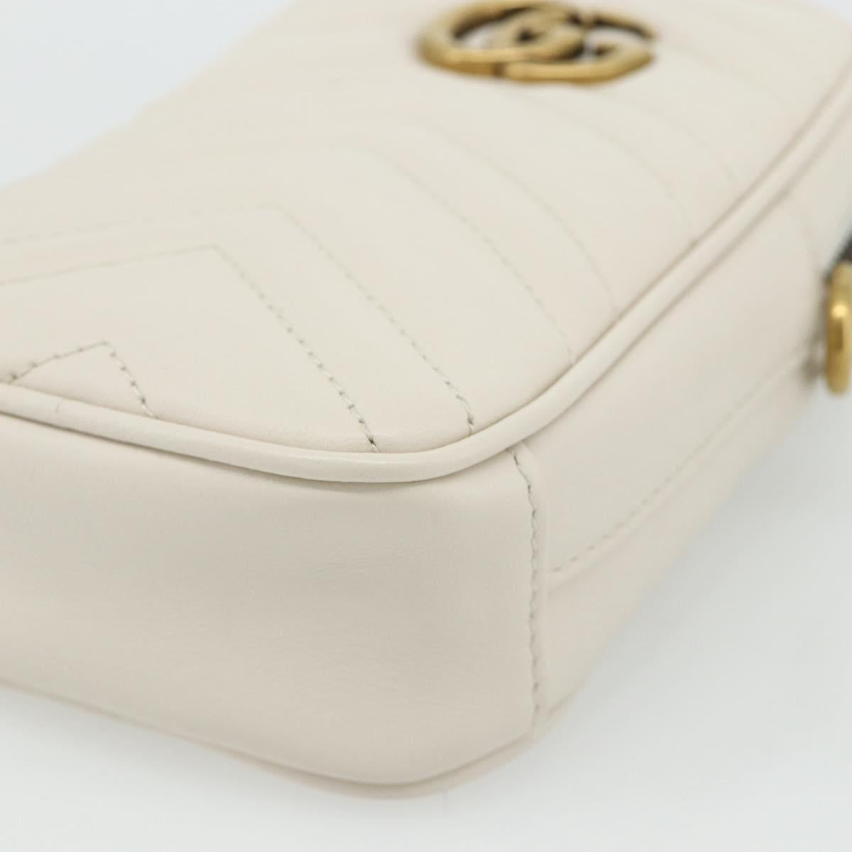 GUCCI Marmont Chain Shoulder Bag Leather Pink Gold white 699759 Auth ka4341SM