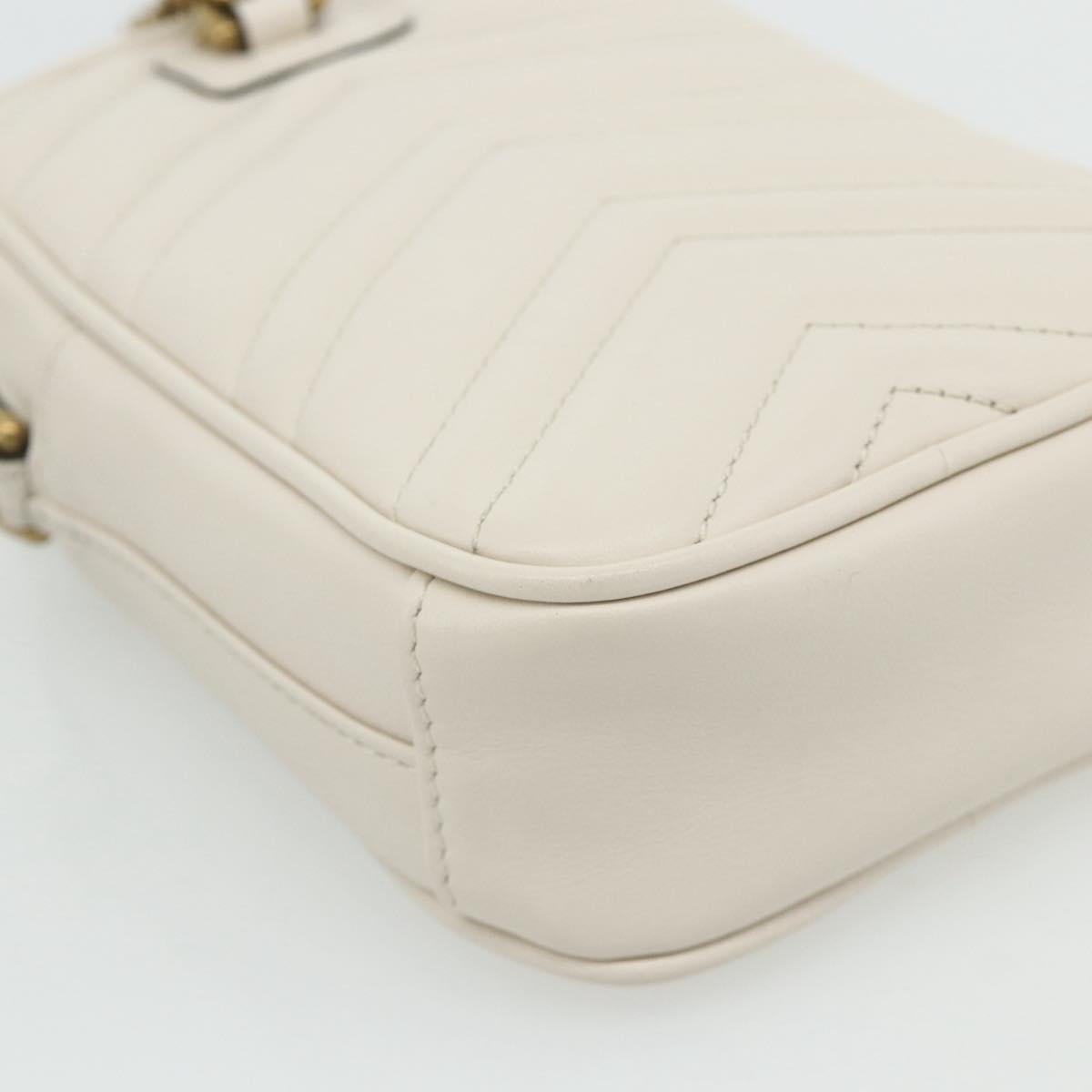 GUCCI Marmont Chain Shoulder Bag Leather Pink Gold white 699759 Auth ka4341SM