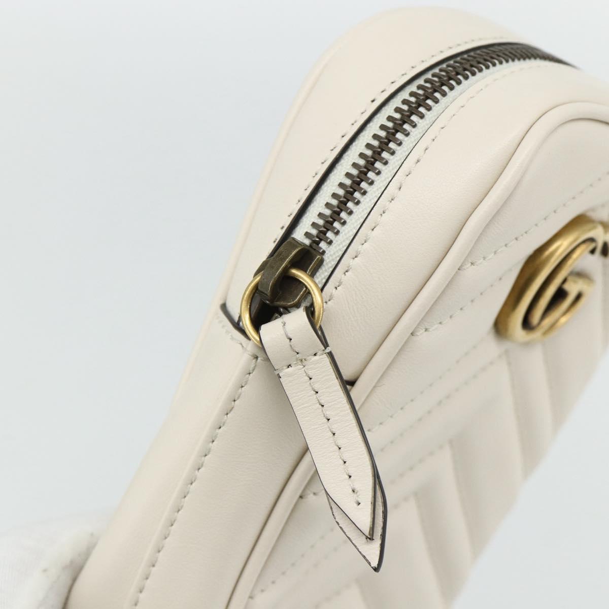 GUCCI Marmont Chain Shoulder Bag Leather Pink Gold white 699759 Auth ka4341SM