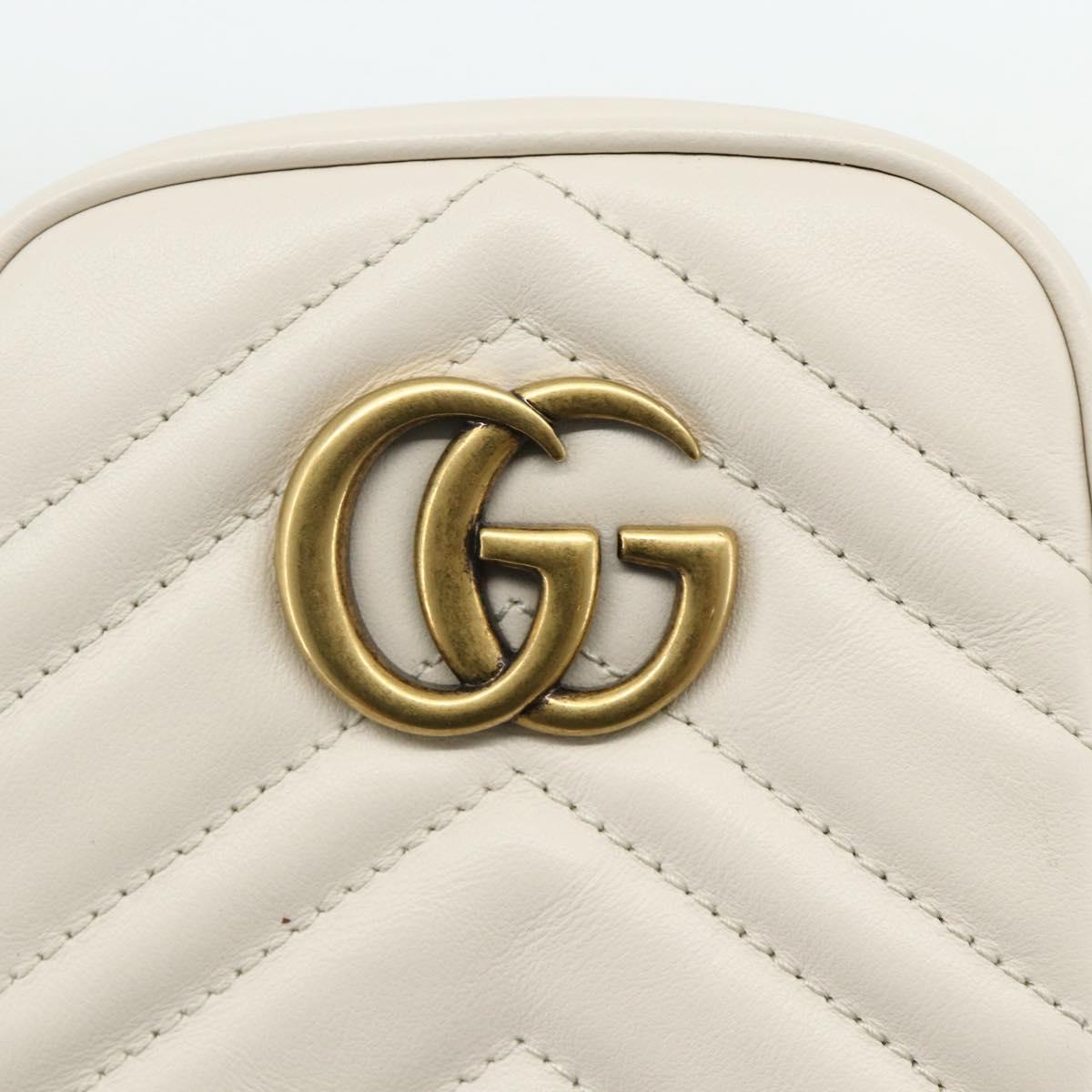 GUCCI Marmont Chain Shoulder Bag Leather Pink Gold white 699759 Auth ka4341SM