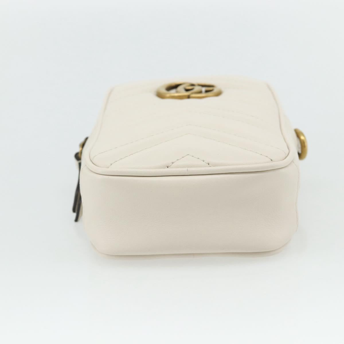 GUCCI Marmont Chain Shoulder Bag Leather Pink Gold white 699759 Auth ka4341SM
