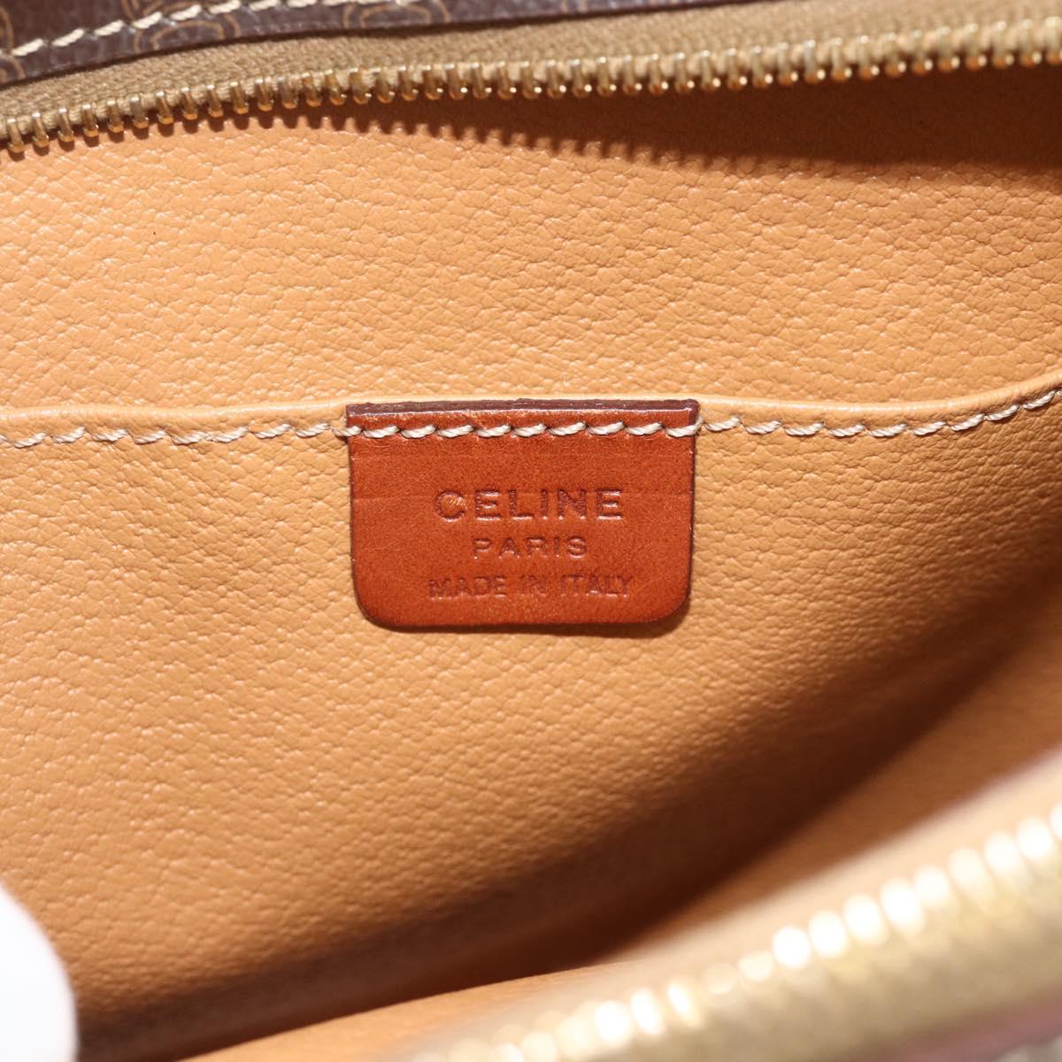 CELINE Macadam Canvas Shoulder Bag PVC Leather Brown Gold Auth ka4342