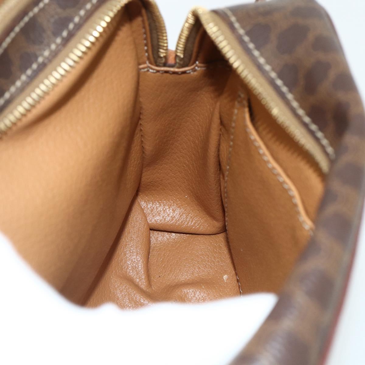 CELINE Macadam Canvas Shoulder Bag PVC Leather Brown Gold Auth ka4342