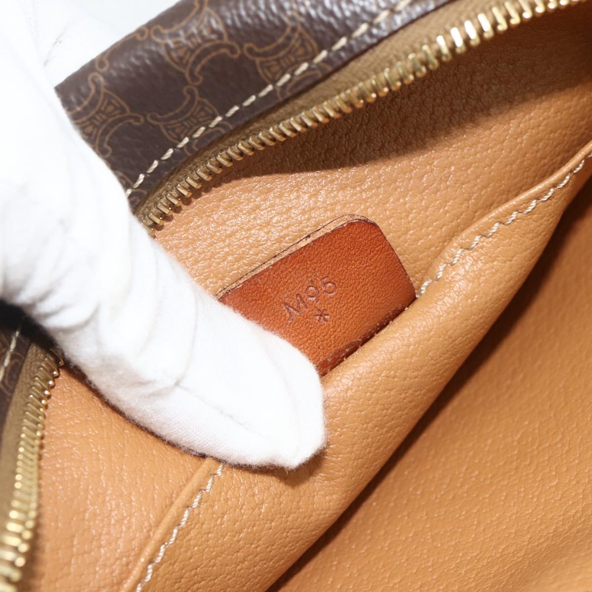 CELINE Macadam Canvas Shoulder Bag PVC Leather Brown Gold Auth ka4342