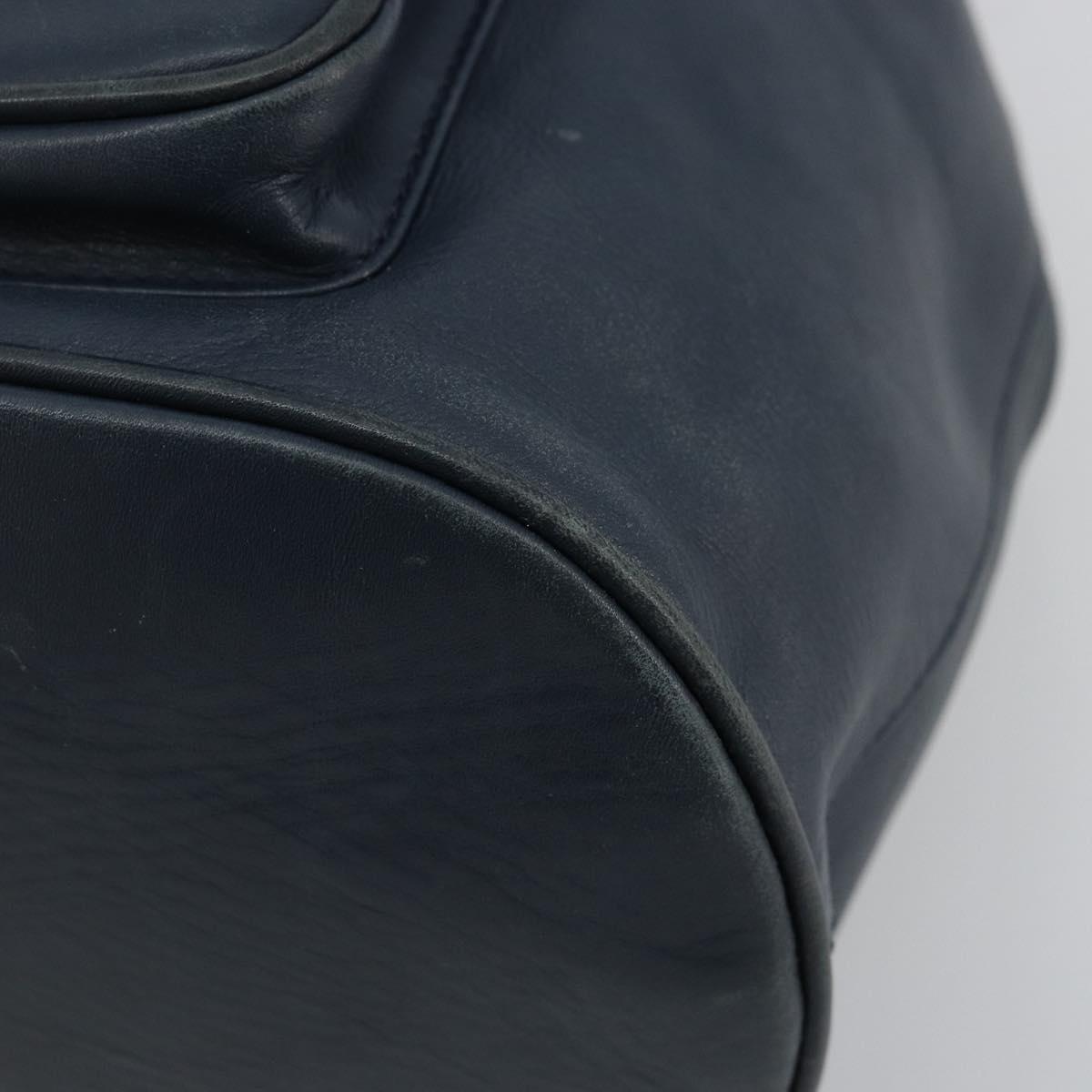Christian Dior Backpack Leather Gold Blue Auth ka4344