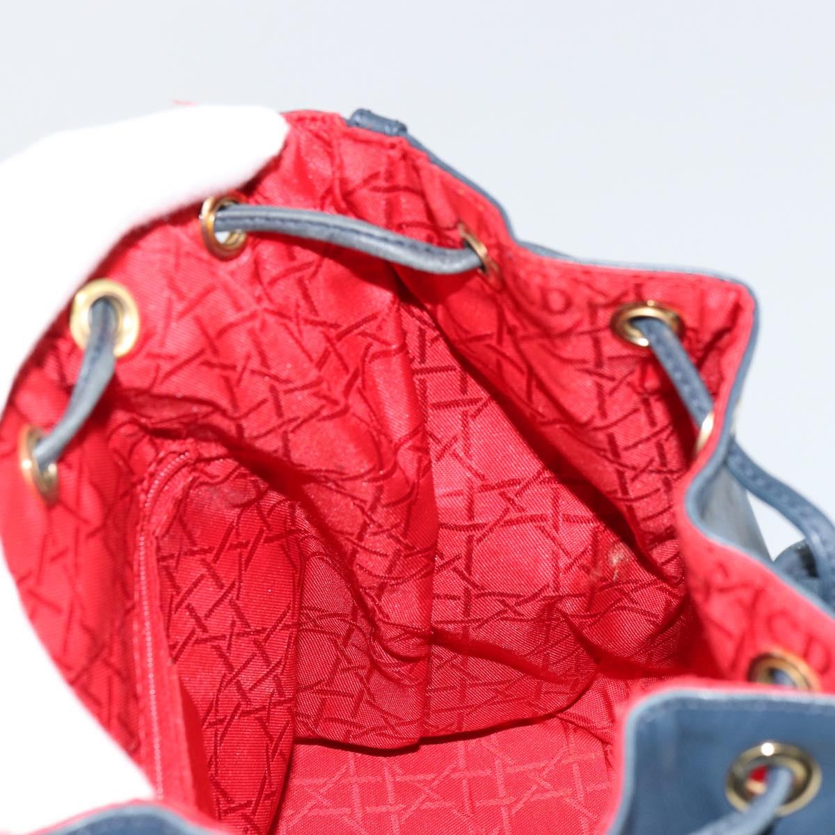 Christian Dior Backpack Leather Gold Blue Auth ka4344
