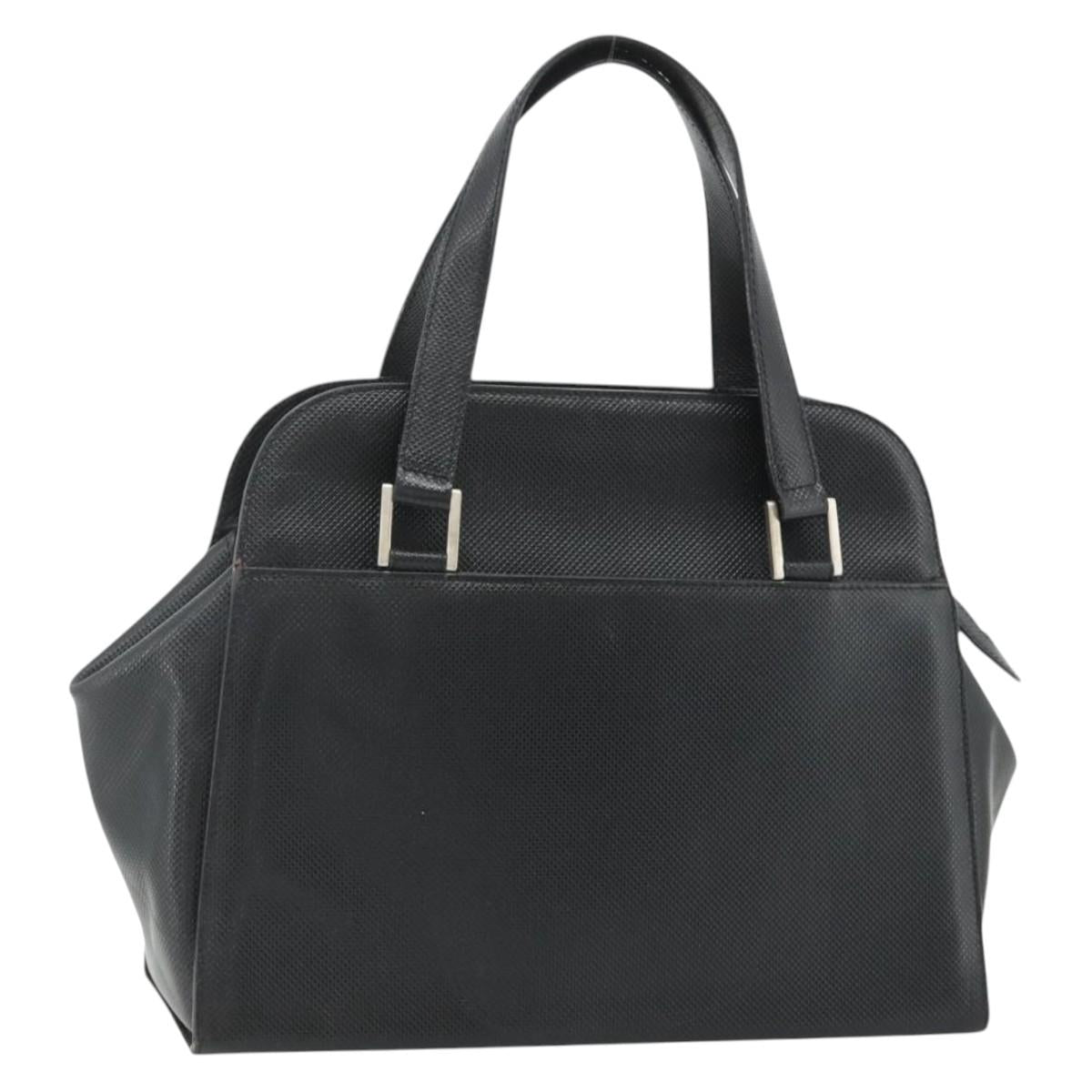 BOTTEGA VENETA Hand Bag Leather Black Silver Auth ka4346