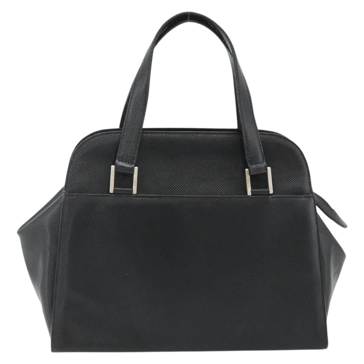 BOTTEGA VENETA Hand Bag Leather Black Silver Auth ka4346