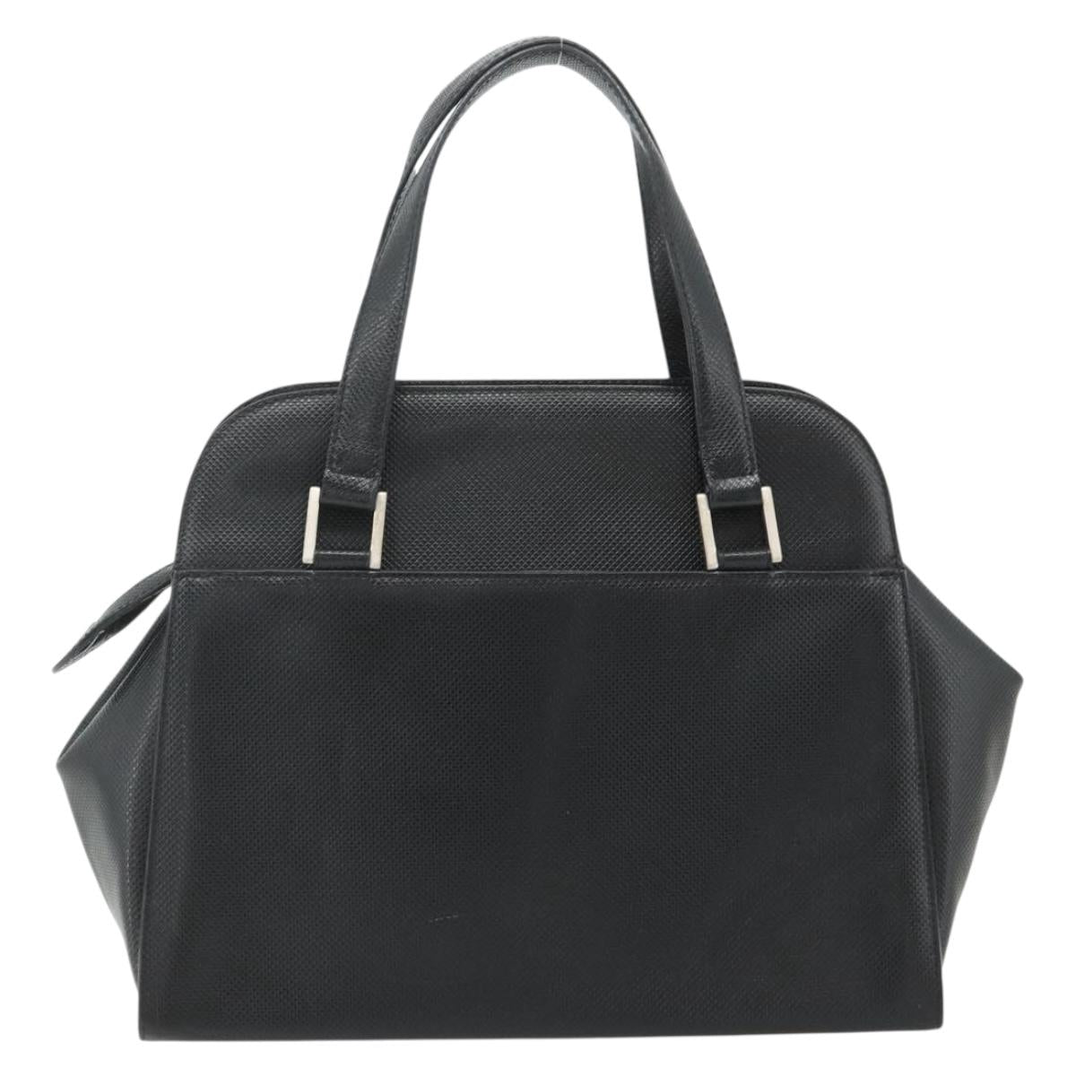 BOTTEGA VENETA Hand Bag Leather Black Silver Auth ka4346