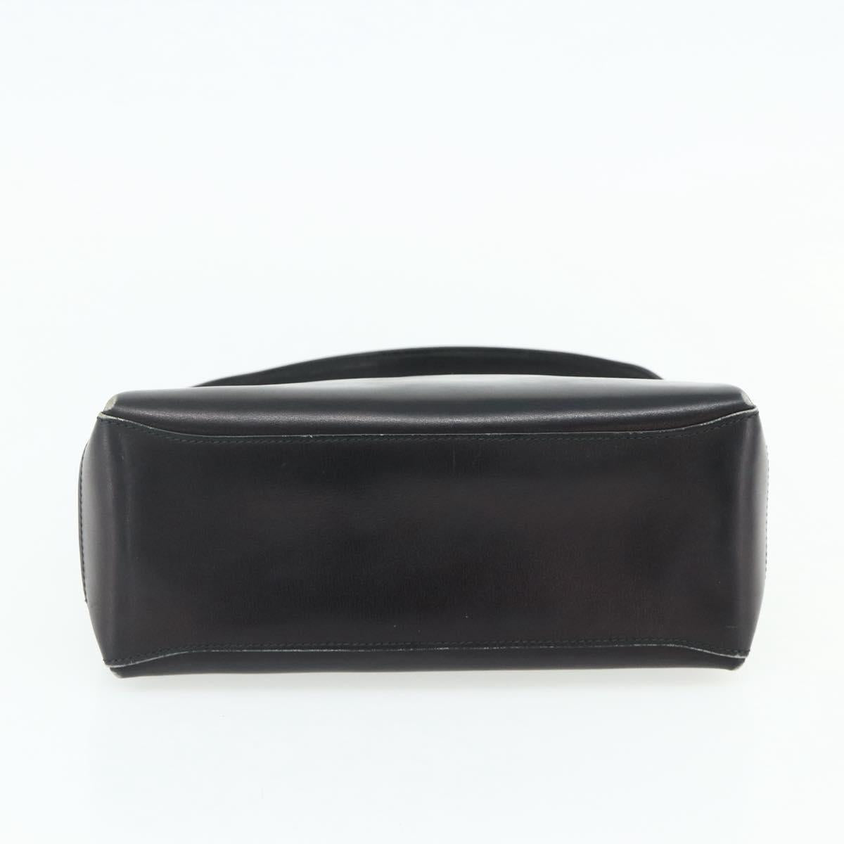 GUCCI Hand Bag Leather Black Gold Auth ka4348