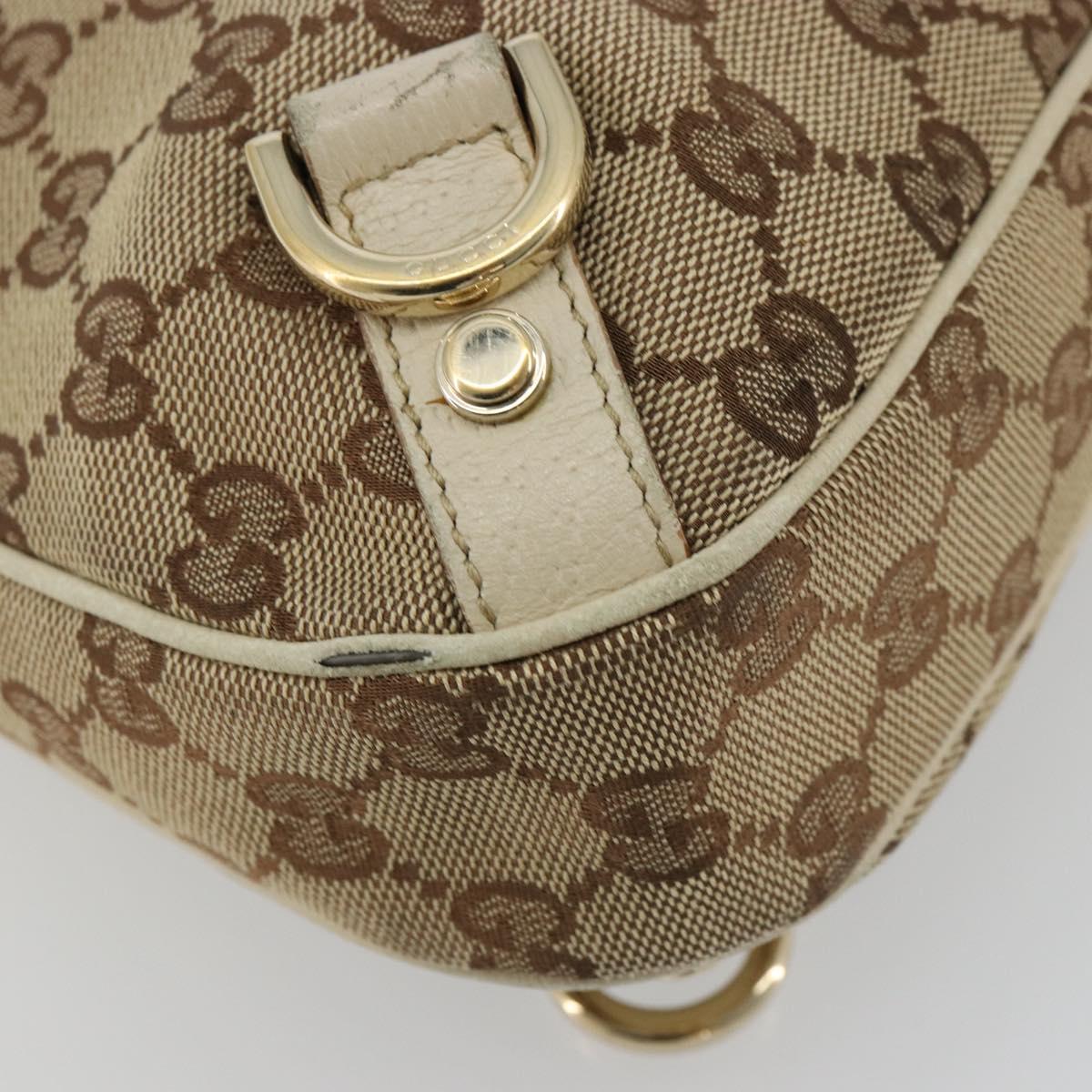 GUCCI GG Canvas Abbey Shoulder Bag Leather Beige Gold 130738 Auth ka4349