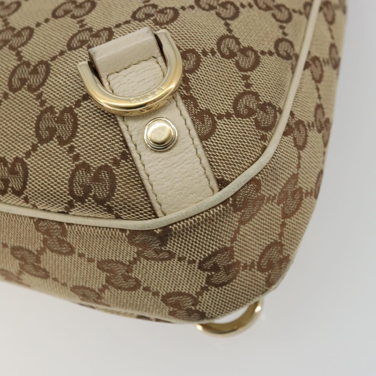 GUCCI GG Canvas Abbey Shoulder Bag Leather Beige Gold 130738 Auth ka4349