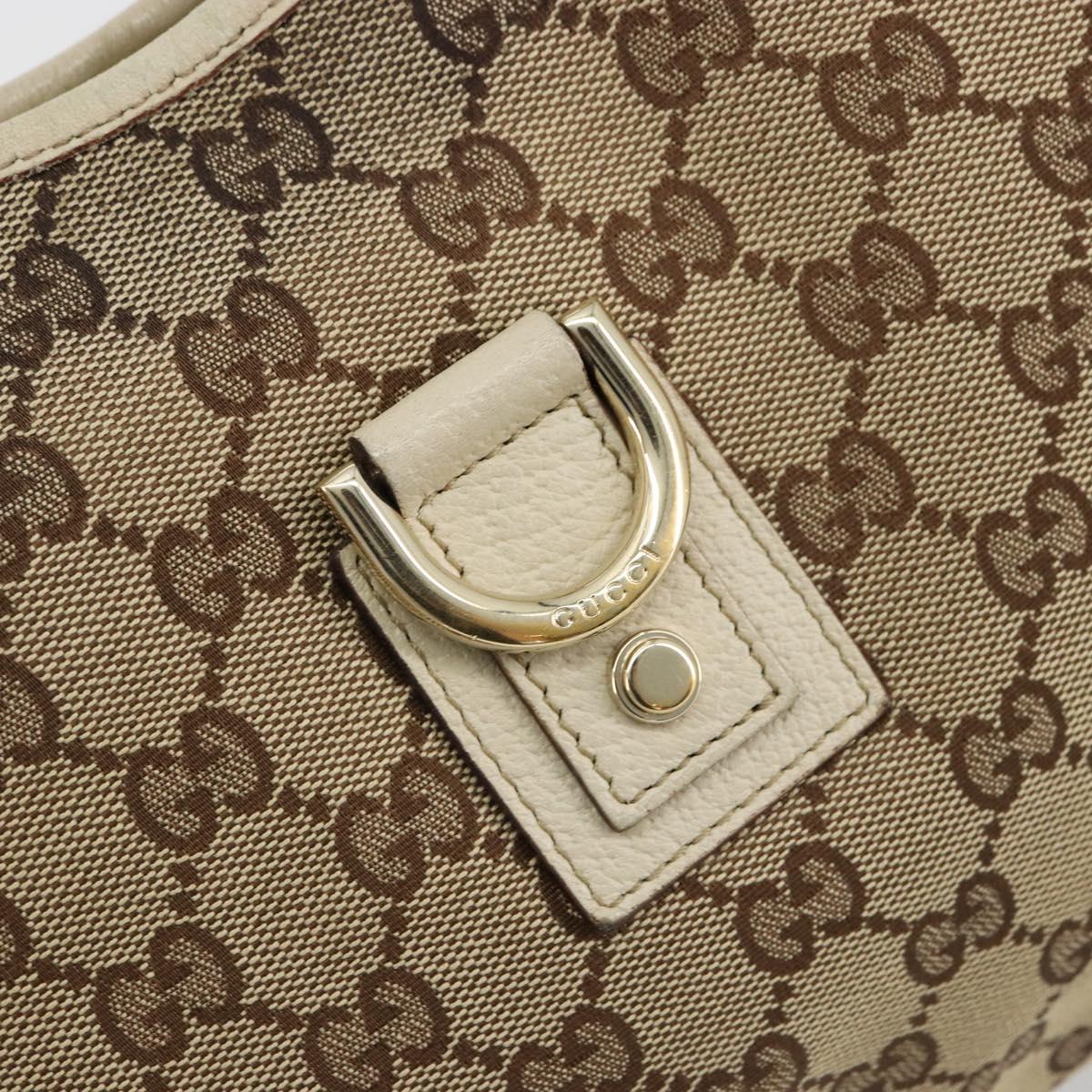 GUCCI GG Canvas Abbey Shoulder Bag Leather Beige Gold 130738 Auth ka4349