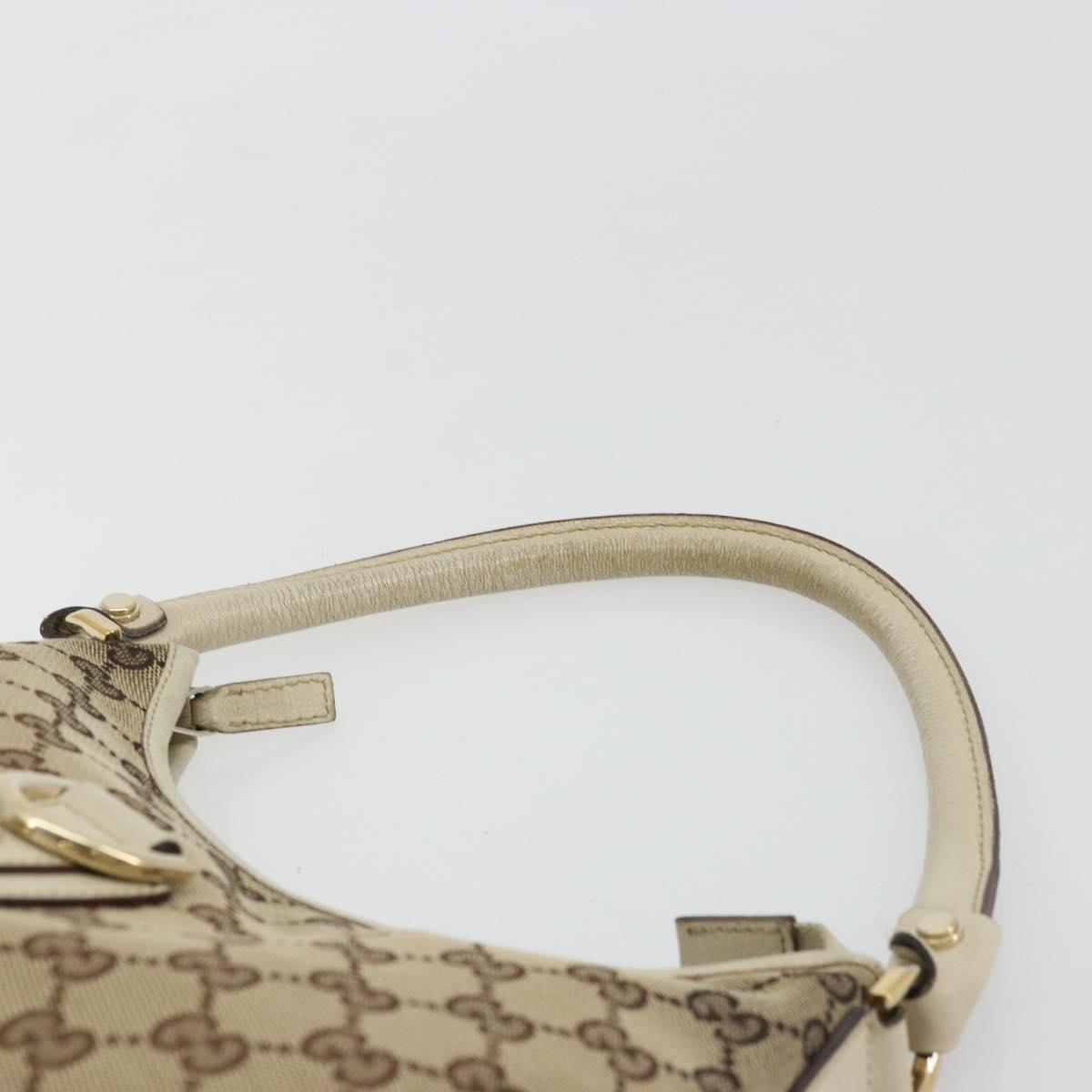 GUCCI GG Canvas Abbey Shoulder Bag Leather Beige Gold 130738 Auth ka4349